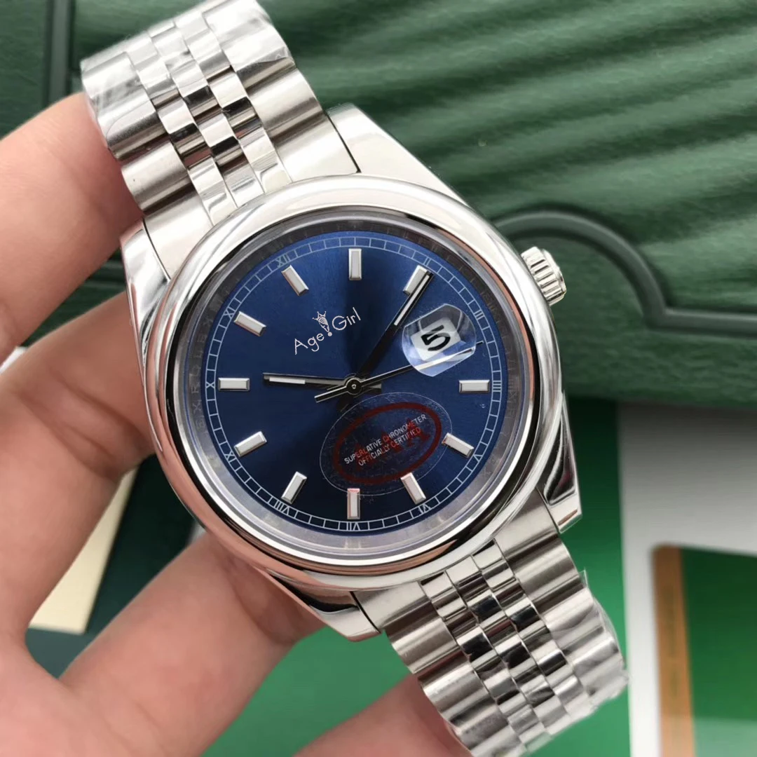 Роскошные брендовые новые автоматические механические мужские часы Datejust из нержавеющей стали сапфировые серебристые, черные, синие спортивные часы President 36 мм AAA