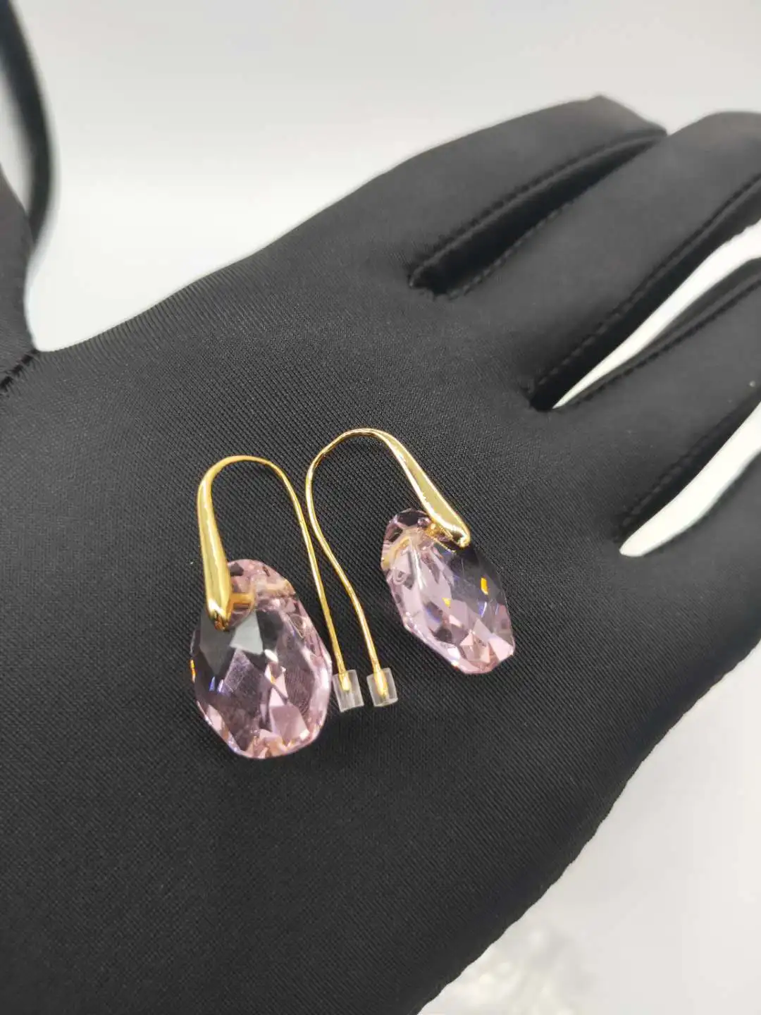 

SWA High Quality Fashion Jewelry Simple Pea Tears Pink Crystal Lady Earrings Charm Romantic Gift