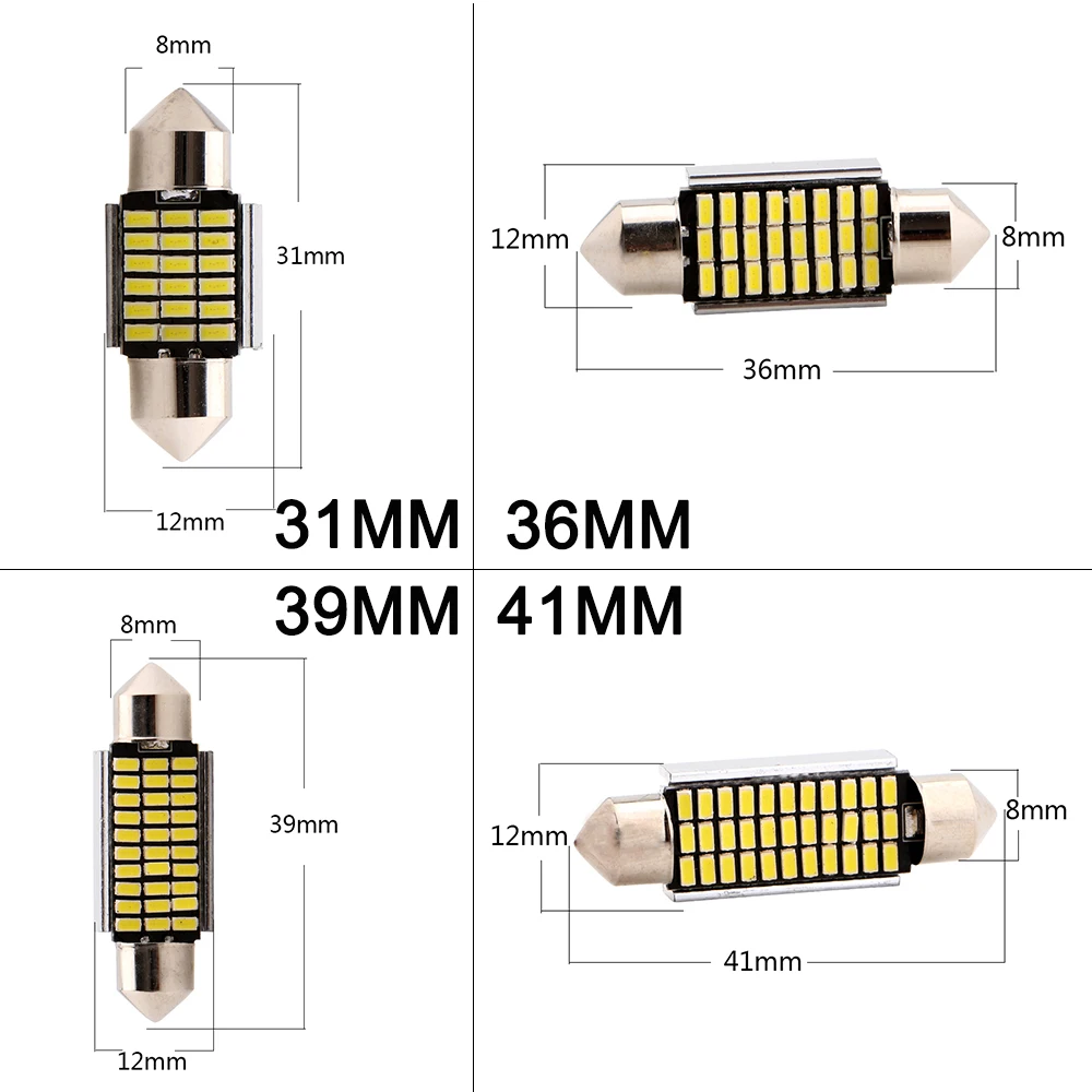 2X 31 мм 36 39 41 Festoon C5W Canbus 3014 18 24 30 33 SMD светодиодный купольный потолочный светильник