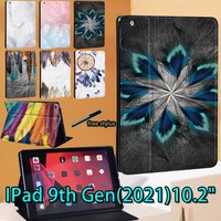 tablet case for ipad 9th 10 2 inch 2021 funda pu leather stand cover for ipad 9th generation feather pattern protective shell