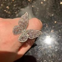 exaggerated super flash diamond fashion temperament trend butterfly opening ring