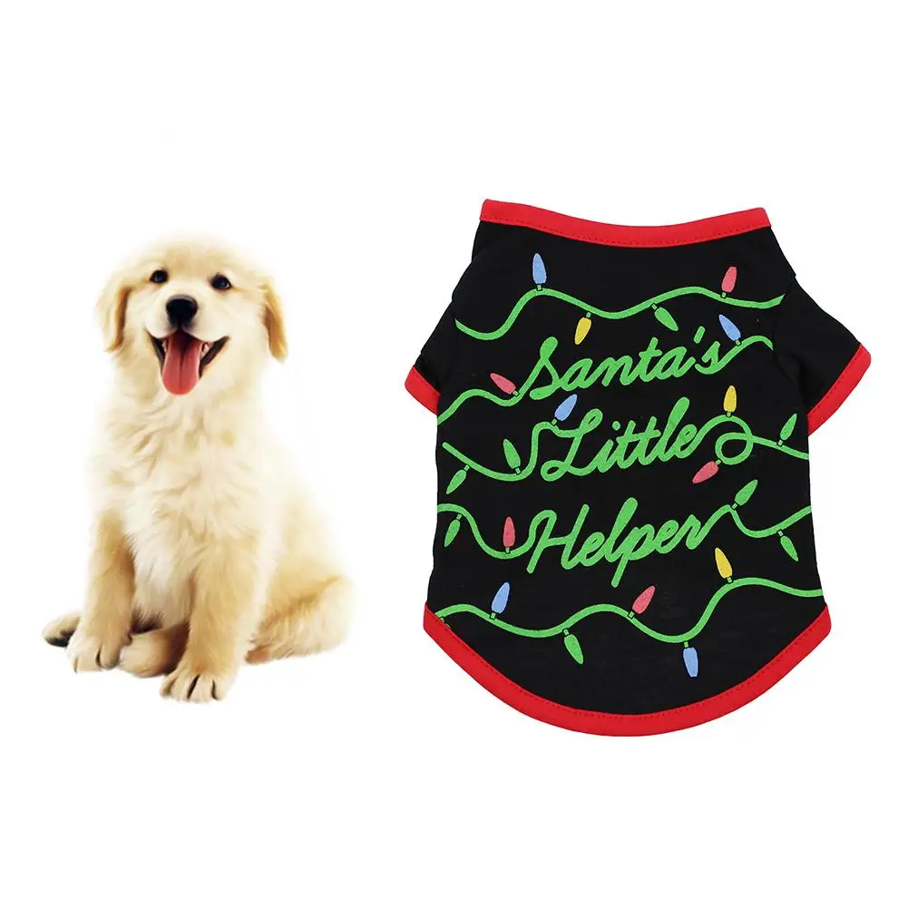 НОВАЯ РОЖДЕСТВЕНСКАЯ домашняя собака легкое пальто с принтом милый костюм