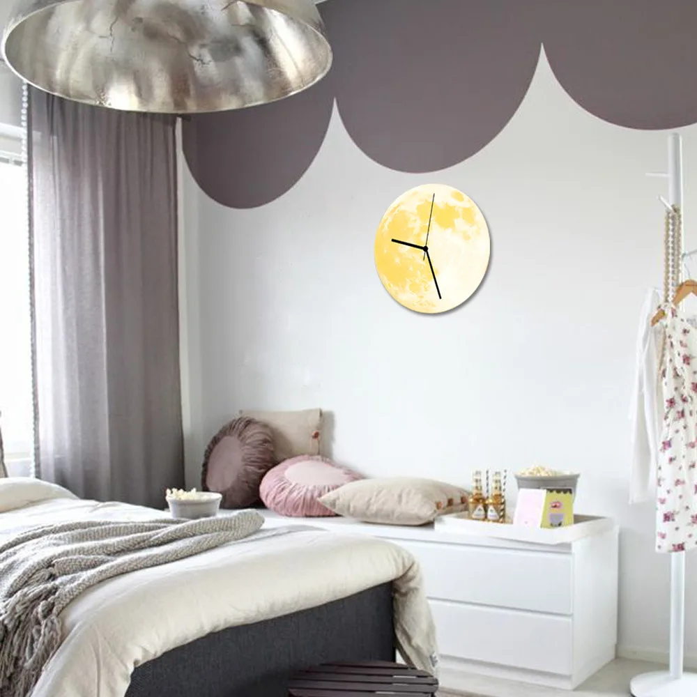 Funlife креативные Светящиеся Настенные часы, ночник, светильник, луна, земля, акриловые настенные часы, детская комната, настенные акриловые настенные часы