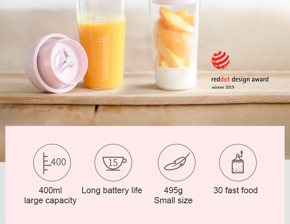 XIAOMI MIJIA 17PIN Star Fruit Cup, маленький портативный блендер, соковыжималка, миксер, Кухонный комбайн, 400 мл, Магнитная Зарядка, 30 секунд, быстрая
