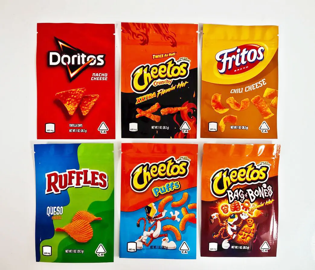 

In stock Medibles Doritos Gummy Candy bags 500mg cheetos crunchy Edibles Packaging bag 4 types Fritos infused snacks Cookies