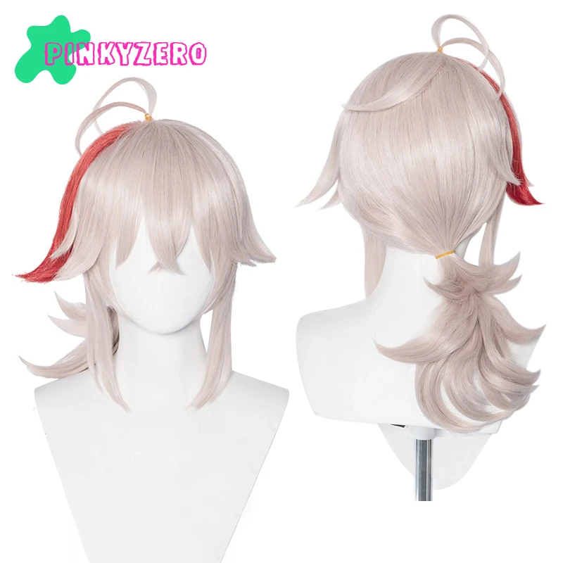 

Pinkyzero Cosplay Genshin Impact Wig Kaedehara Kazuha Heat Proof Hair Red Highlight Long Ponytail Halloween Headwear