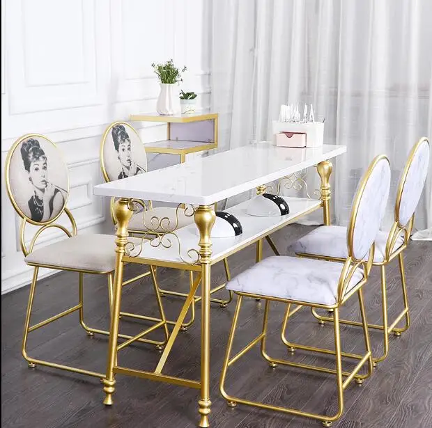 

Скандинавский Простой Современный Железный Маникюрный Стол И Набор стульев сетчатый красный двойной стол для маникюра