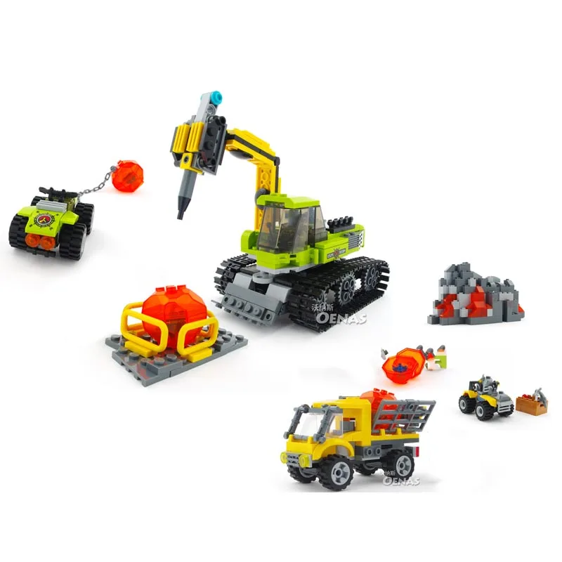 

Volcano Climbing Drill Truck Educational Building Blocks Kids Toys Assembling Kits Hot Sell EngineerTechnology Brick Bulldozer