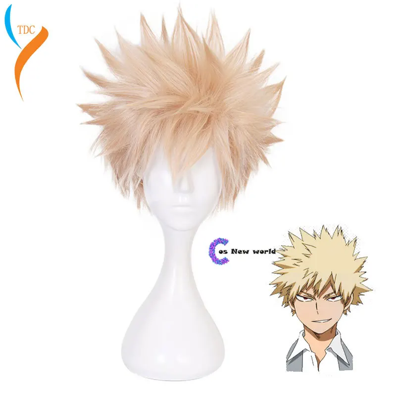 

2020 Anime My Hero Academia Baku No Hero Bakugou Katsuki Bakugo Short Linen Blonde Heat Resistant Cosplay Costume Wig