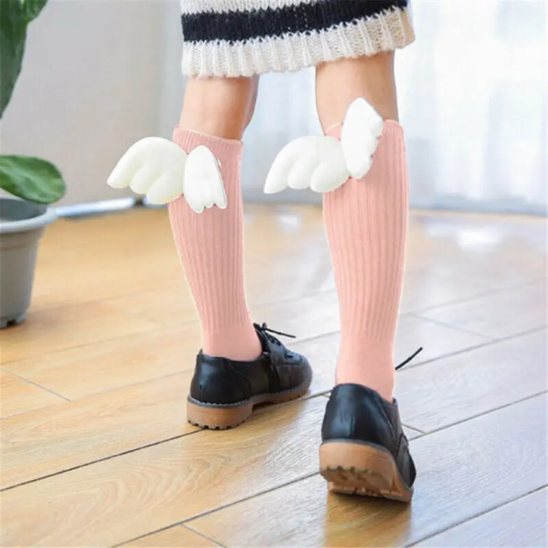 

Toddler Infant Baby Girls Stockings Lovely Angle Wing Solid Color Knee High Socks Tight Cotton Leg Warmers 0-4Y