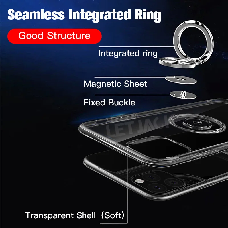 Magnet Phone Cases for iPhone 12 mini 11 13 14 Pro Max Shockproof Case for iPhone X XS Max XR 6s 7 8 Plus Cover With Ring Holder