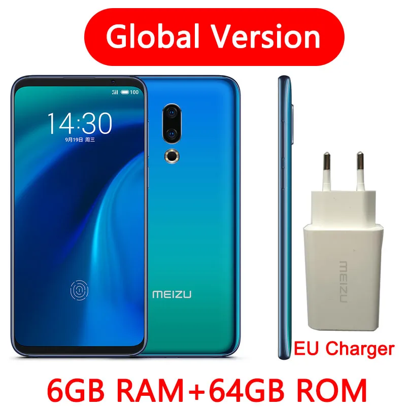 Глобальная Версия Meizu 16th 16 4G Snapdragon 845 Adreno 630 6 ГБ Оперативная память 64 Гб Встроенная память 6," FHD 2160x1080P Full Экран двойной Камера - Цвет: Global 6G 64G-Blue