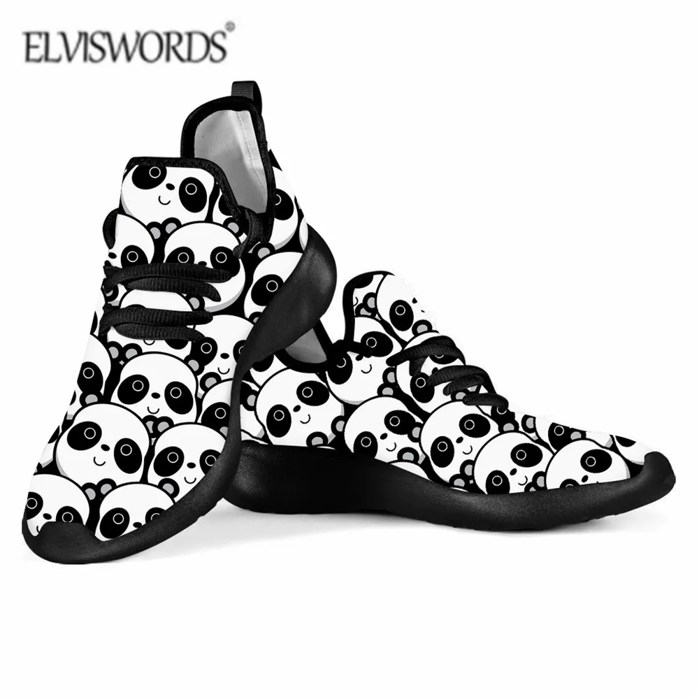

Кроссовки женские ELVISWORDS, вязаные, с рисунком панды, Женский Вулканизация