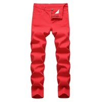 mens jeans fashion slim skinny jeans casual pants trousers jeans male red yellow slim pants ripped jeans men111 113