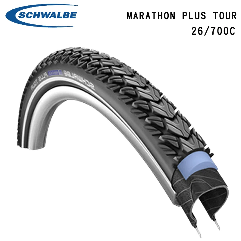 Schwalbe marathon plus tour tire 26 inch steel wire stab proof 700X35C 700X40C mountain bike long distance travel tire