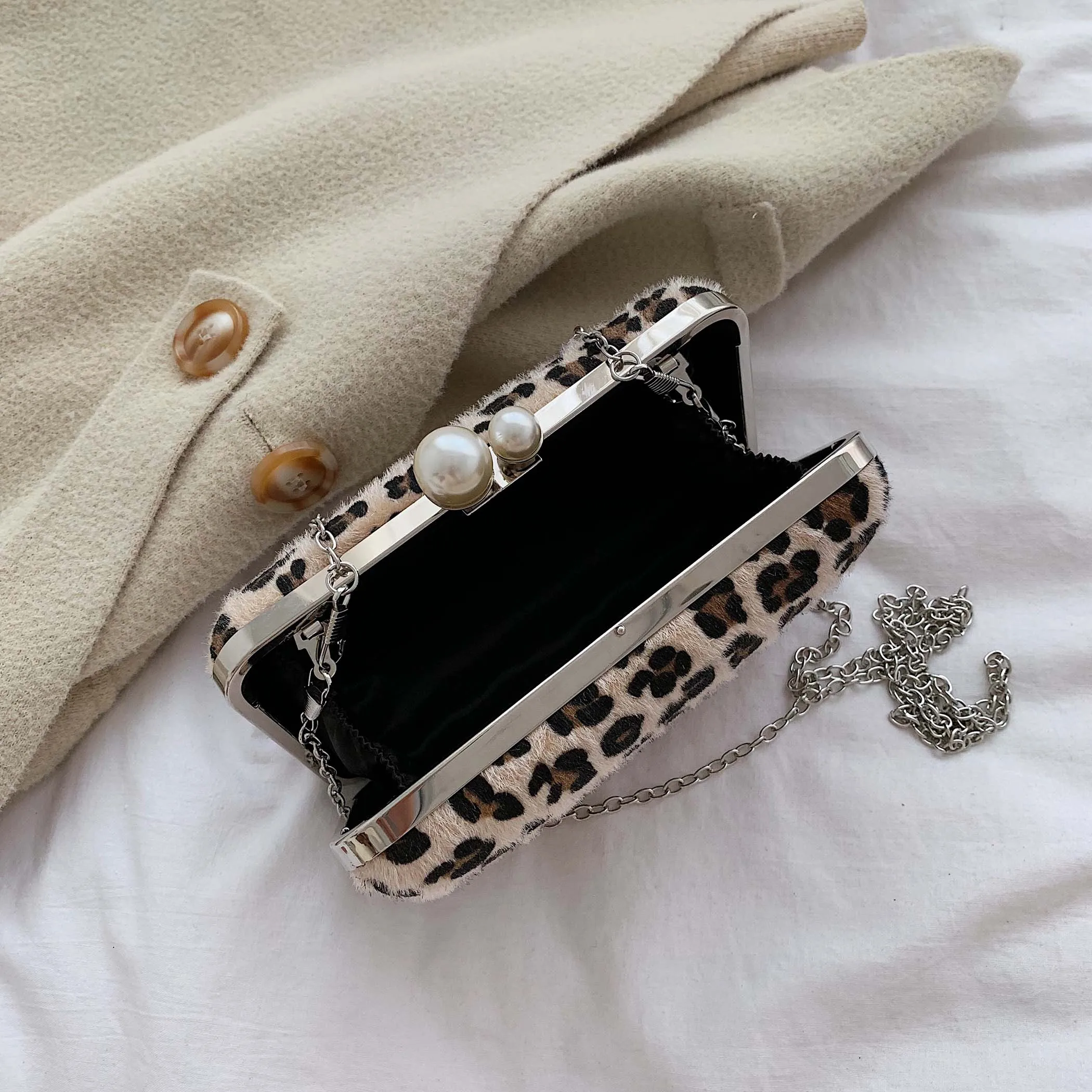 2019 зимняя обеденная сумка с леопардовым принтом Женский Банкетный Свадебный