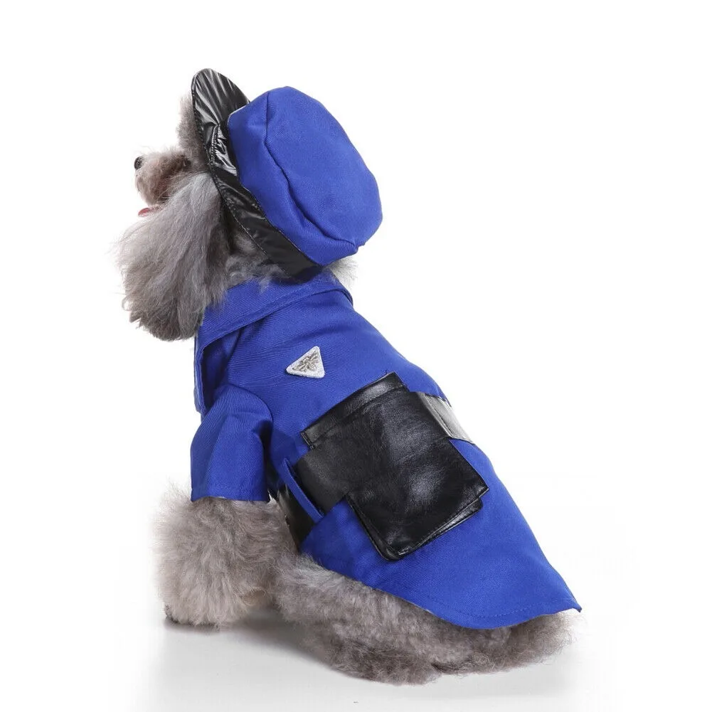 Pet Dog Costume Mini Police Uniform Suit With Hat Handcuffs Halloween Xmas Puppy Apparel Cool Cute Dogs Pet Cosplay Clothing