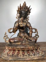 17chinese folk collection old bronze cinnabar lacquer vajrasattva vajrasattoo lotus terrace sitting buddha enshrine the buddha
