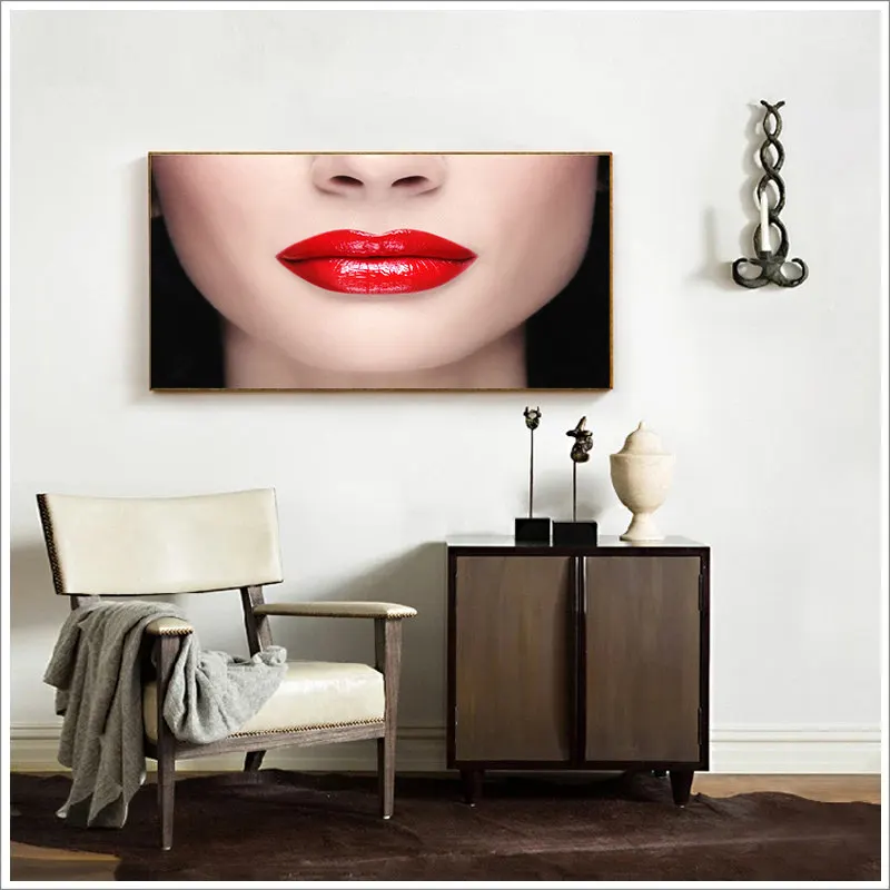 Красочная Персонализированная красная картина с губами домашний декор