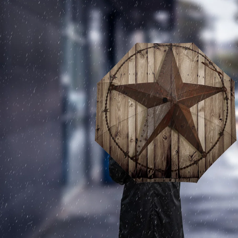 Ретро деревянный Западный Техас звезда восемь костей автоматический складной