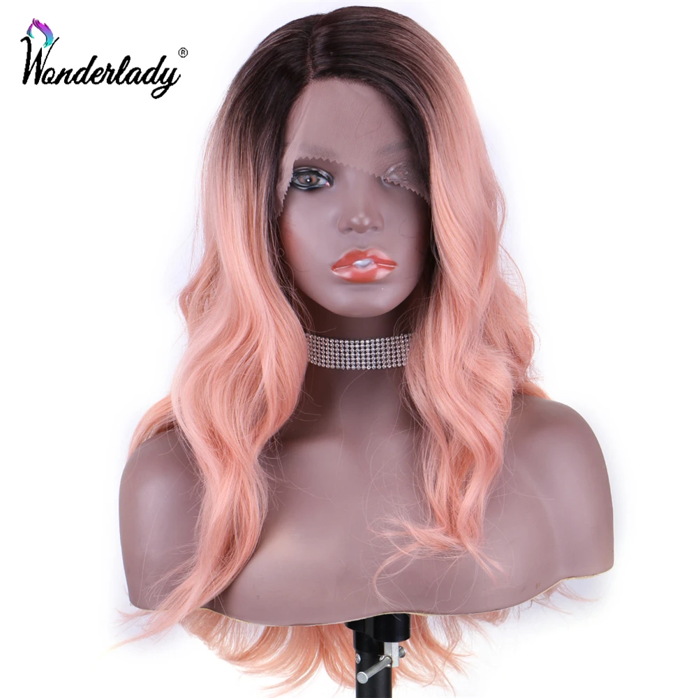WonderLady розовые парики 18 дюймов средняя/боковая часть синтетические передние для