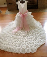 long train tiered first communion dress for girl kid toddler pageant evening prom gown party occasion frocks