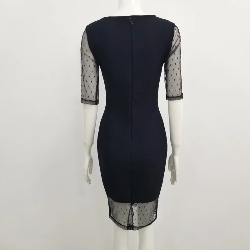 Высококачественное черное облегающее Сетчатое вискозное Бандажное платье