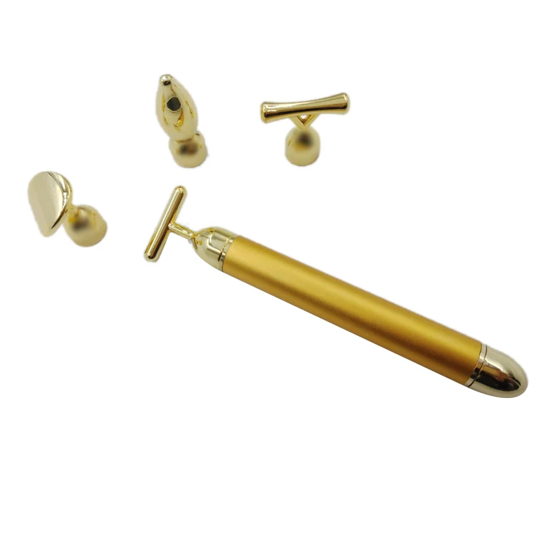 4 in 1 Combination Set Beauty Bar 24K Golden Pulse Facial Massager T-Shape Electric Sign Face Massage Tools for Sensitive Skin | Красота и