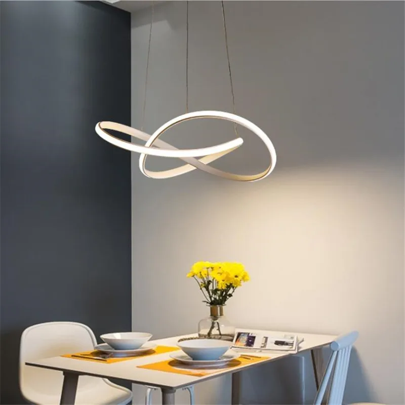 Goede Zwart/Wit Iron Acryl Ronde Led Hanglamp Eetkamer Bar Heldere Fashion Suspension Drop Lamp Dia 50/60Cm 2090