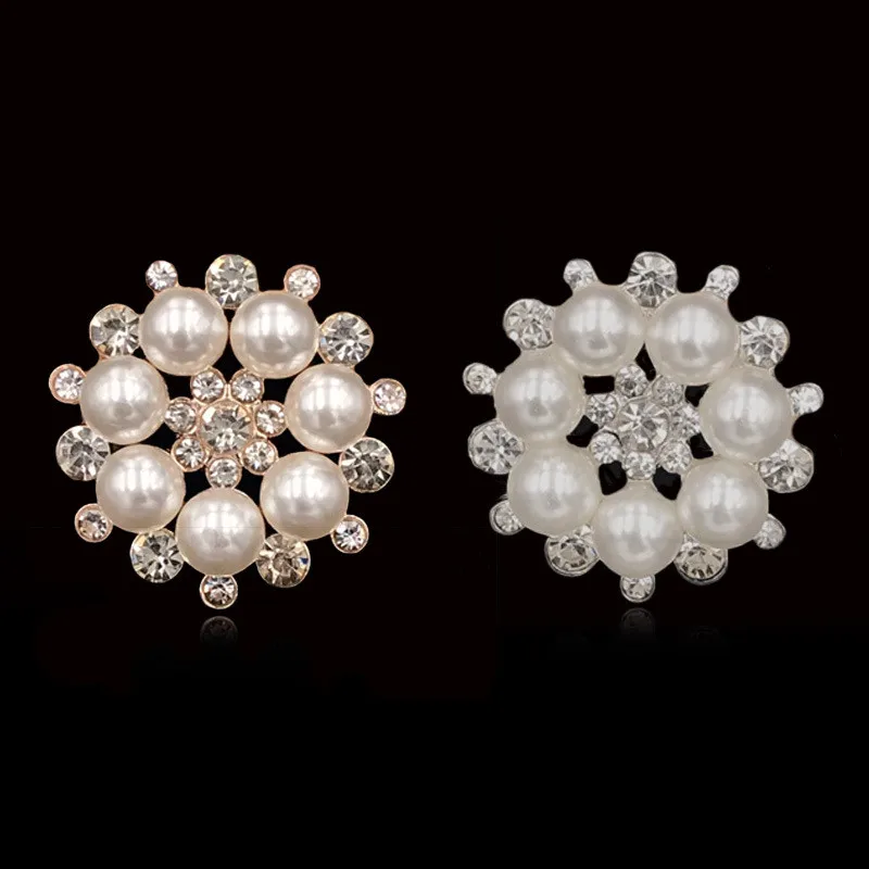 10 шт./компл. DIY снежный цветок жемчужная пуговица сплав Диамант Кристалл бант