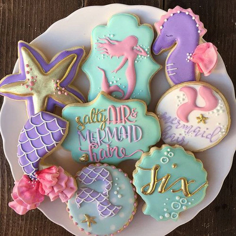 3Pcs/Set cute Ocean Sea Star Shells Sea Horse Mould Cookies Fondant Mold Chocolate Cake Cutter DIY Baking Decorating Tools