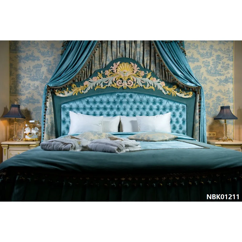 Laeacco Boudoir роскошная кровать люстра девушка Дамасская Стена Фото фоны индивидуальные фотографические фоны для фотостудии - Цвет: NBK01211
