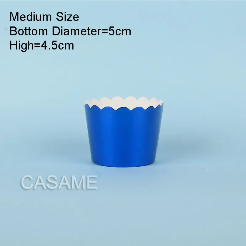 Middle-Blue 50 шт Великолепная большая фольга бумажная формочка держатели Свадебные украшения обертка обертывания булочка с кексом бумажный чехол - Цвет: Middle-Blue