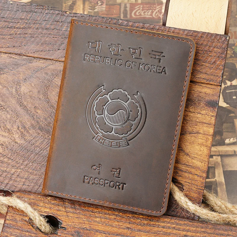 Фото Обложка для паспорта Южной Кореи Мужская из натуральной кожи | Багаж и сумки
