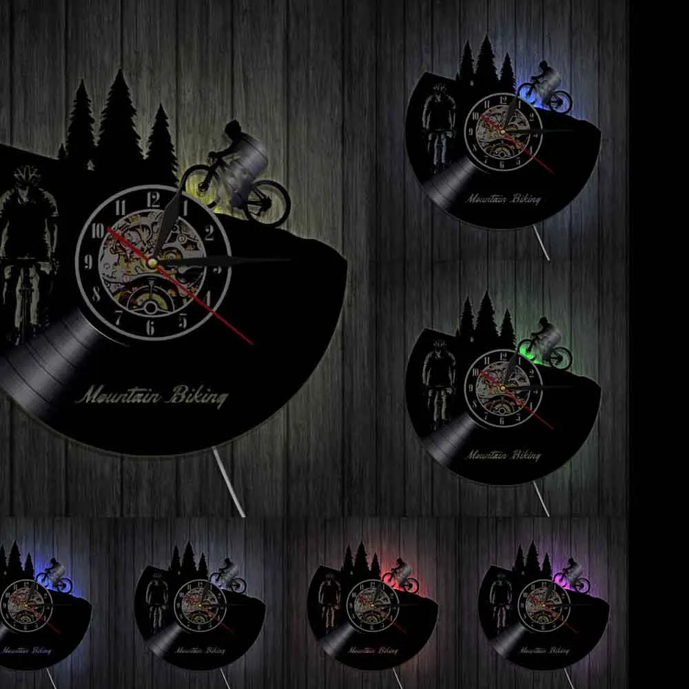 Виниловые настенные часы для езды на горном велосипеде спортивные байкеров