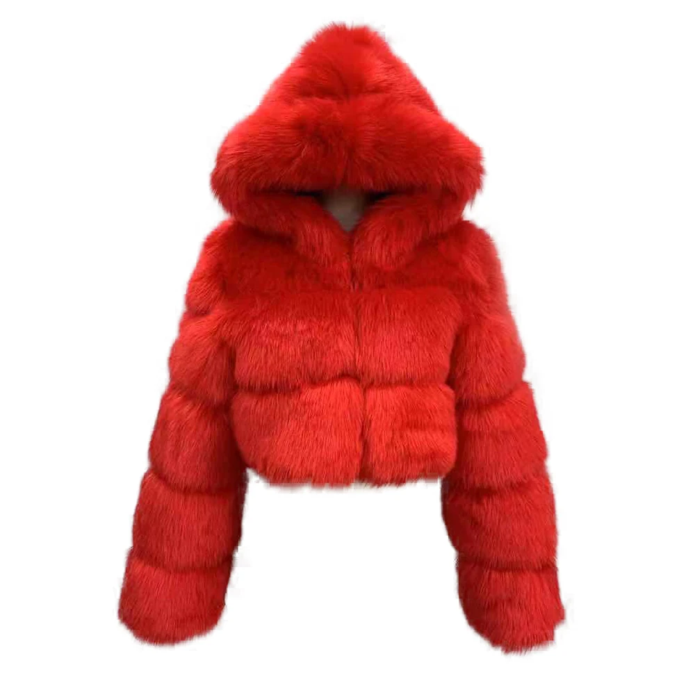 Новинка 2020 Женское пальто из искусственного меха короткое меховое с капюшоном