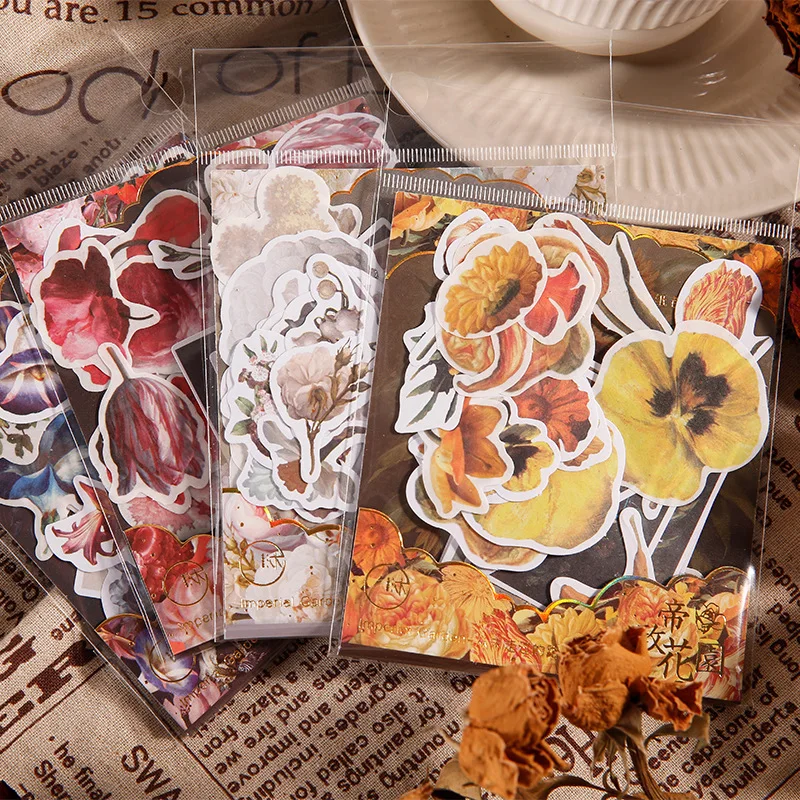 

Botanical Stickers 40 Pieces Into The Scrapbook Sticker Pack Creative Flower Art Hand Account Material Decorative Style Stickers