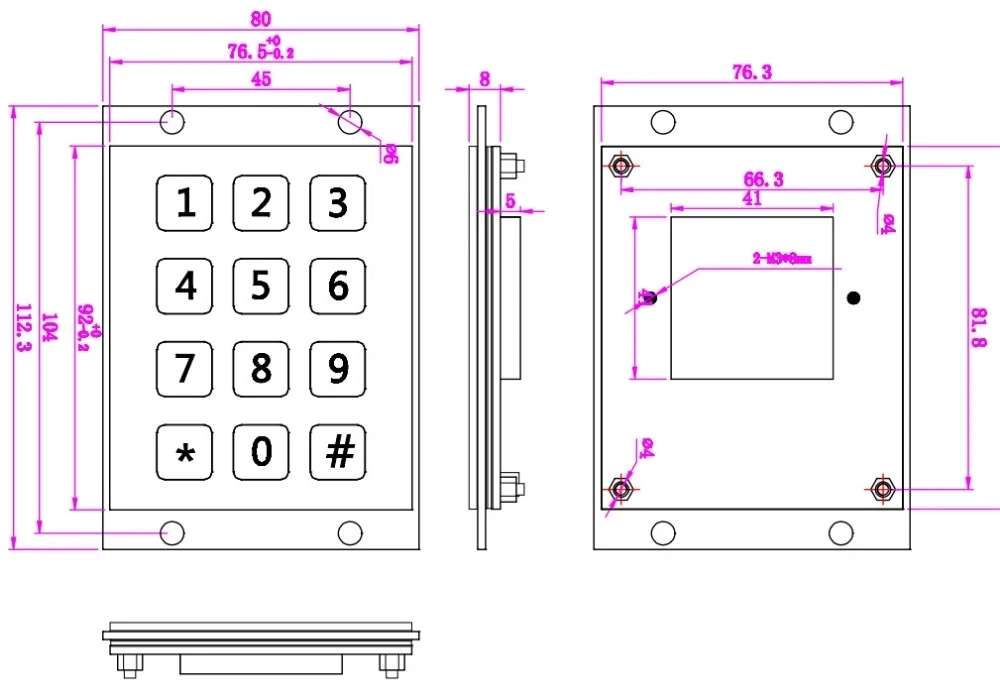 Водонепроницаемый промышленная 12 ключ 3x4 для телефонных аксессуаров доступа