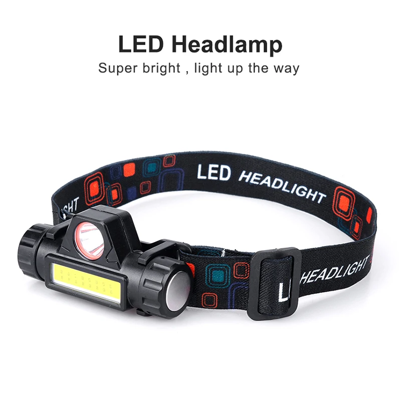 Портативный светодиодный налобный фонарик cob USB зарядное устройство кабель