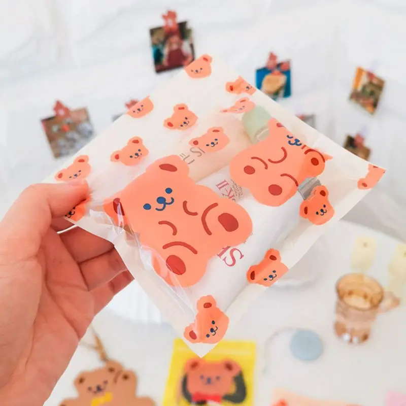 100 шт мультфильм печать Ziplock мешок упаковочные мешки для хранения пластиковый