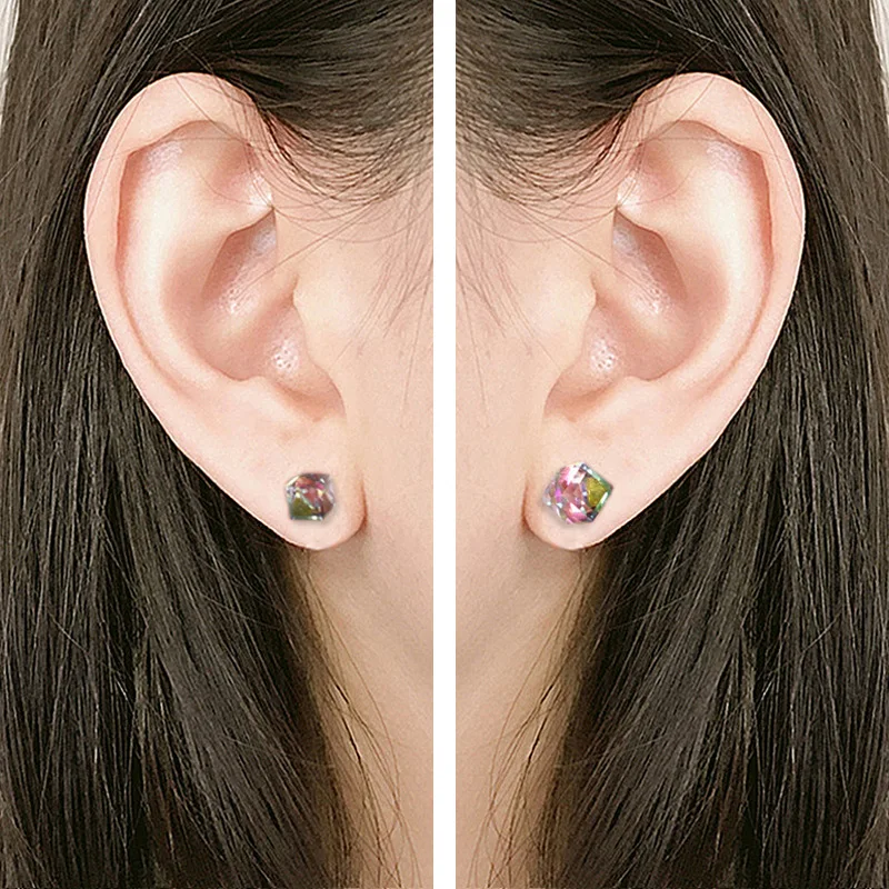 

AIYANISHI Genuine Real Pure Solid 925 Sterling Silver Stud Female Earrings Cute Shining 4-8mm Stud Earrings Bijoux Girl TeenGift