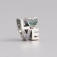 amaia authentic 925 silver creative letters colorful love beads fit original bracelet necklace pendant diy jewelry making