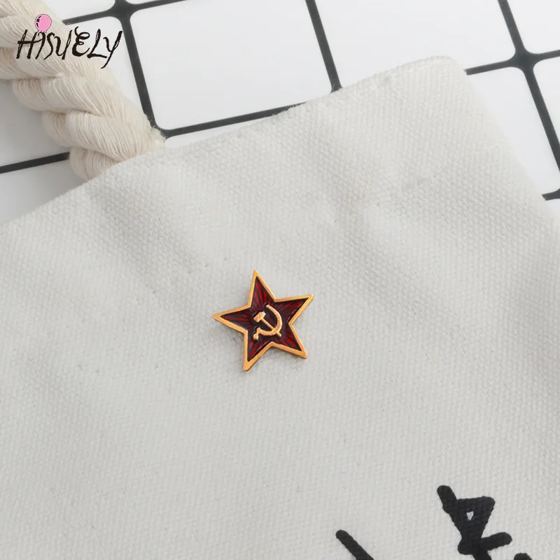 Эмалированная булавка в стиле ретро с символом СССР красная звезда серп молот