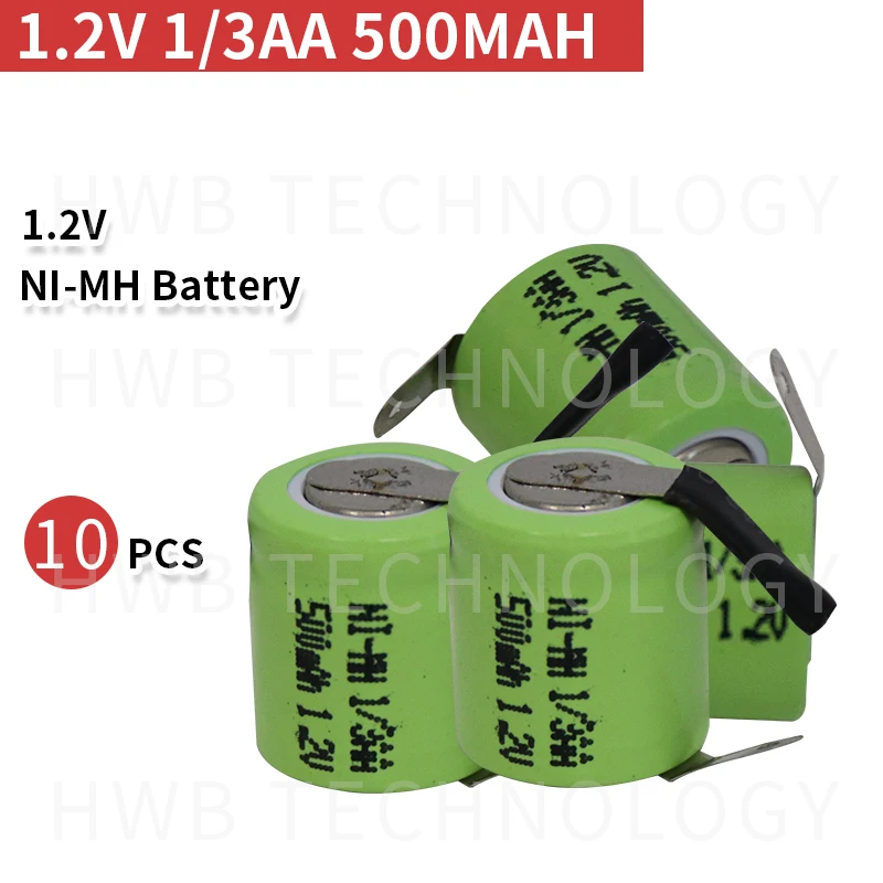 10 шт./лот KX Оригинальный Новый 1 2 в 1/3AA 500 мАч Ni-MH 1/3 AA перезаряжаемая батарея с