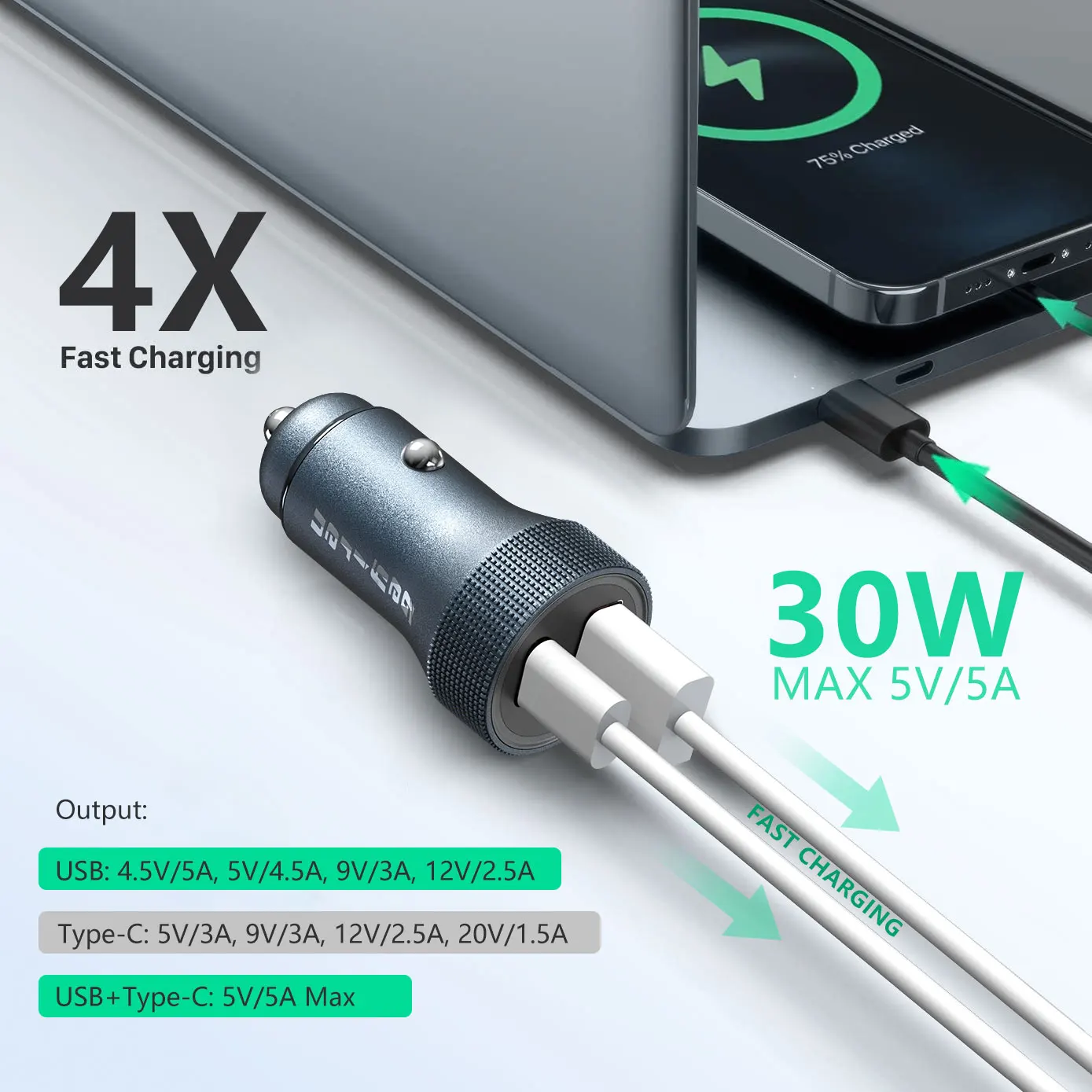 geyiren usb car charger type c 30w fast charing 2 port 5a 12 24v electronic cigarette lighter adapter usb socket for all phone free global shipping