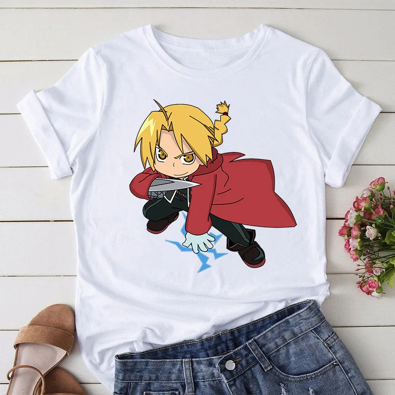 

Fullmetal Alchemist Anime T-shirt women Kawaii Harajuku Tshirt Funny Cartoon Graphic Tees Men Hip Hop 90s Streetwear tops
