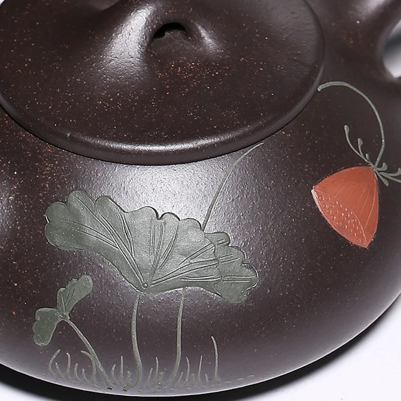 Чайный горшок Yixing из фиолетовой глины черный золотой Стальной чайник