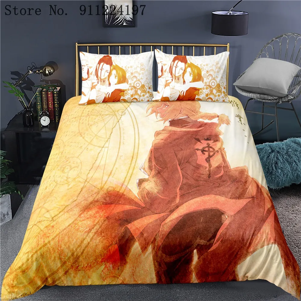 Комплект постельного белья с 3D-принтом пододеяльником и наволочкой в японском