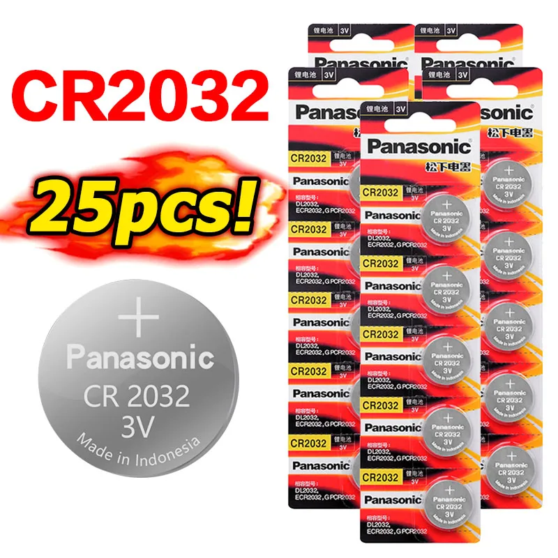 PANASONIC 25 шт. 3В CR2032 DL2032 KL2032 5004LC SB T15 литий Батарея кнопка плоский круглый аккумулятор