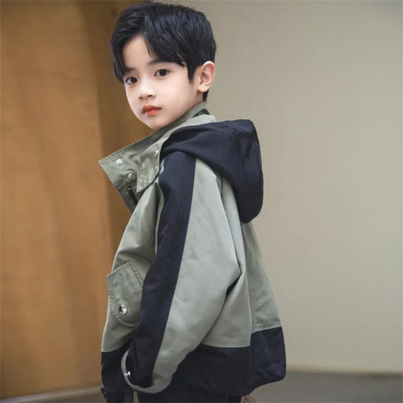 

New Children's Jackets Fashion Hooded Style Cotton Kids Boy's Trench Coats Clothing For Kids Outwear